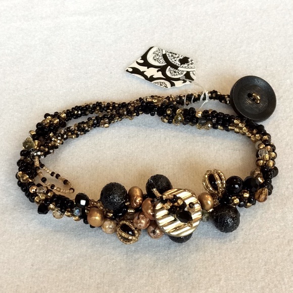 FINAL SALE PRICE CL Designs Ultra Embellished Blk/Gld Necklace - Picture 1 of 7